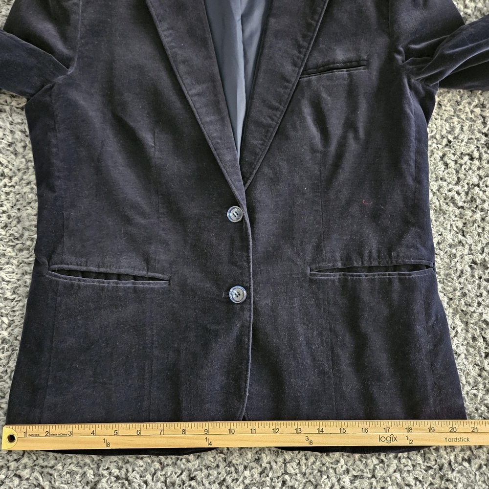 Vintage Women's Blue Velvet Blazer Size 18 Large L Changing Scene Made in Japan - Picture 11 of 13